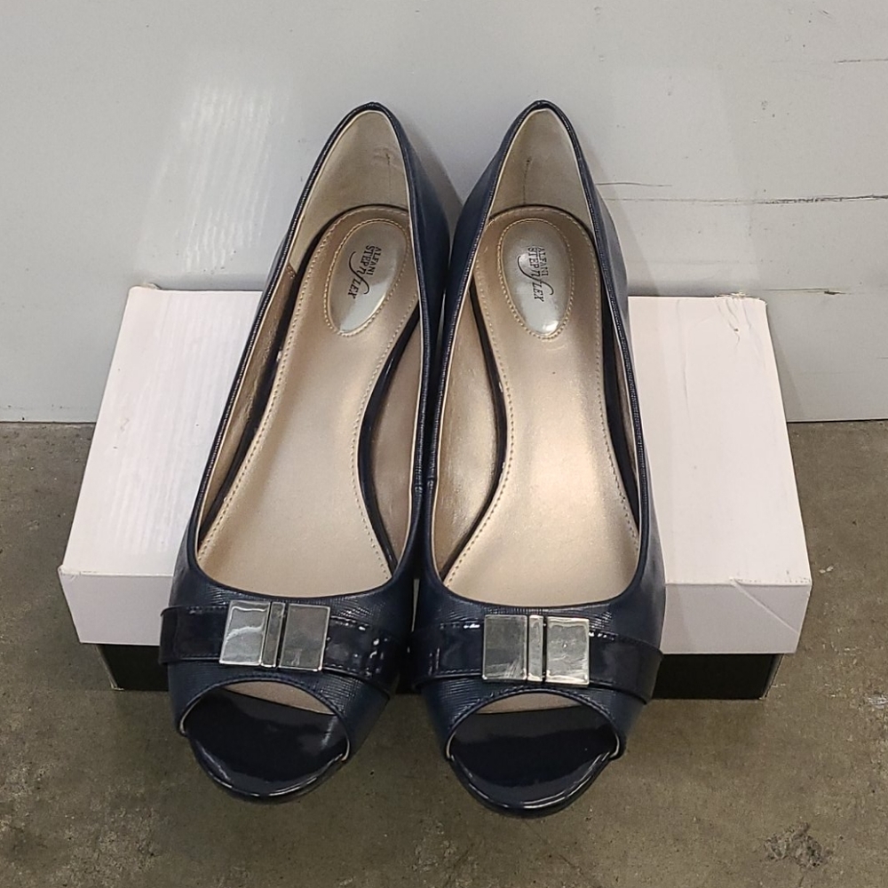 Alfani Navy Open Toe Wedge Size US 11